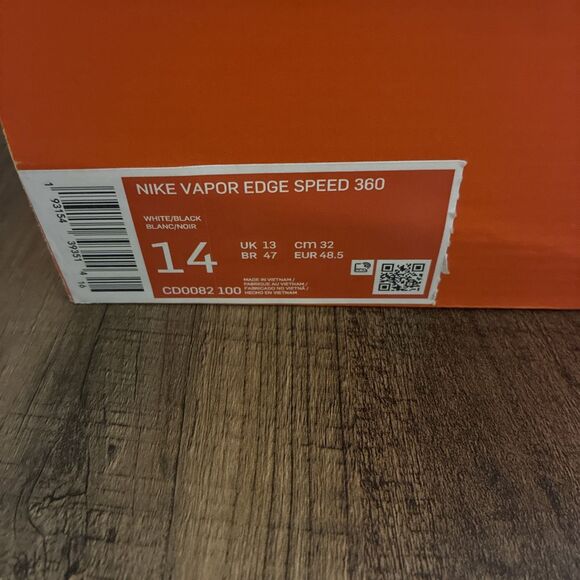 Nike Vapor Edge Speed 360 Men Size 14 Black White Football Cleats CD0082-100 main image 2